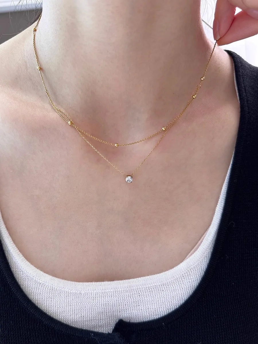 Gargantilha Dupla em Aço Inoxidável com Zircão, Colar Feminino, Colar Feminino de Aço Inox, Gargantilha de Aço Inox, Gargantilha Com Zircão, Loja Acessora