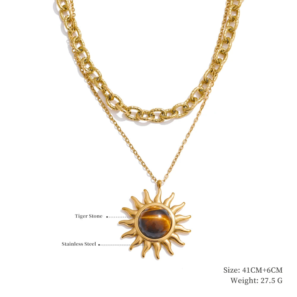 Yhpup na moda sol oceano charme pingente jóias artesanais ouro à prova dwaterproof água pvd banhado a aço inoxidável jóias de verão 2025 atacado