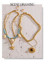 Yhpup na moda sol oceano charme pingente jóias artesanais ouro à prova dwaterproof água pvd banhado a aço inoxidável jóias de verão 2025 atacado