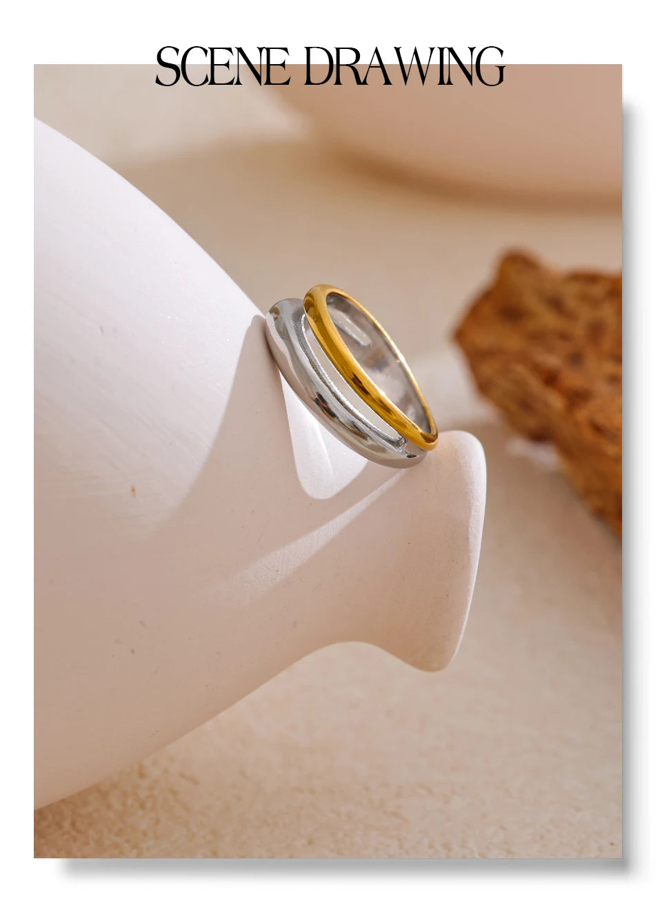 Anel Geométrico Bicolor de Aço inoxidável, Anel de Aço inox, Anel Feminino, Anel de Aço Inox, Anel Bicolor, Anel Duas Cores Aço Inoxidável, Loja Acessora