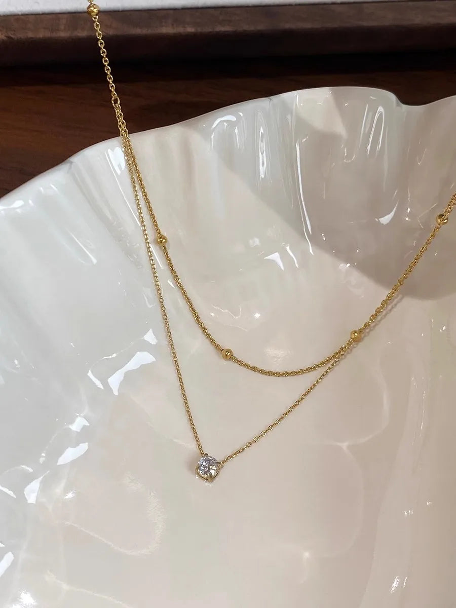 Gargantilha Dupla em Aço Inoxidável com Zircão, Colar Feminino, Colar Feminino de Aço Inox, Gargantilha de Aço Inox, Gargantilha Com Zircão, Loja Acessora