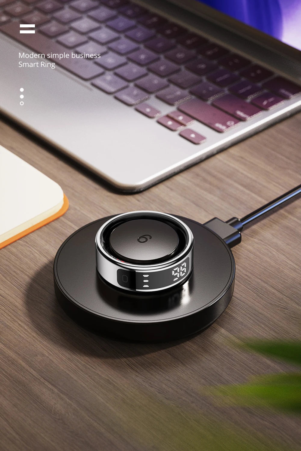 2025 COLMI R12 Smart Ring com tela sensível ao toque e toque, carregamento sem fio, gerenciador de saúde, 5 ATM à prova d'água para homens e mulheres