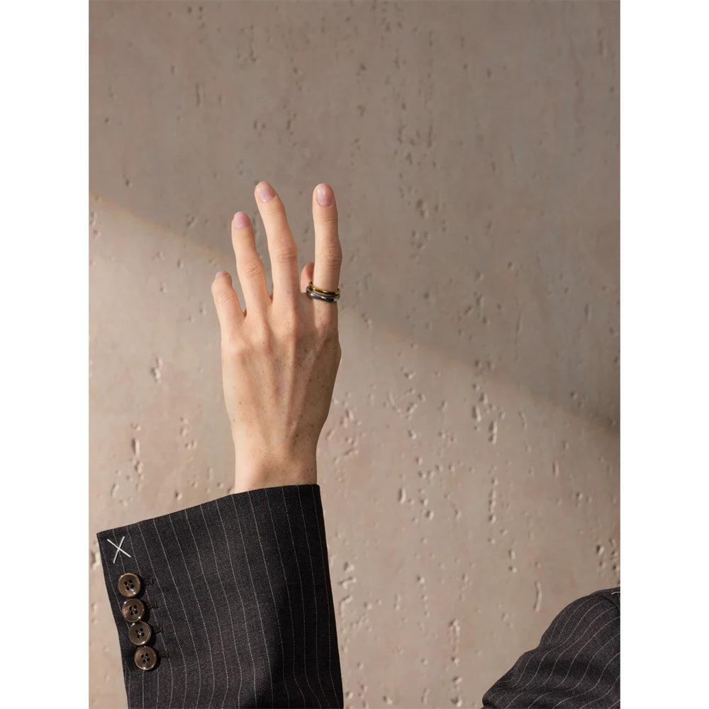 Anel Geométrico Bicolor de Aço inoxidável, Anel de Aço inox, Anel Feminino, Anel de Aço Inox, Anel Bicolor, Anel Duas Cores Aço Inoxidável, Loja Acessora