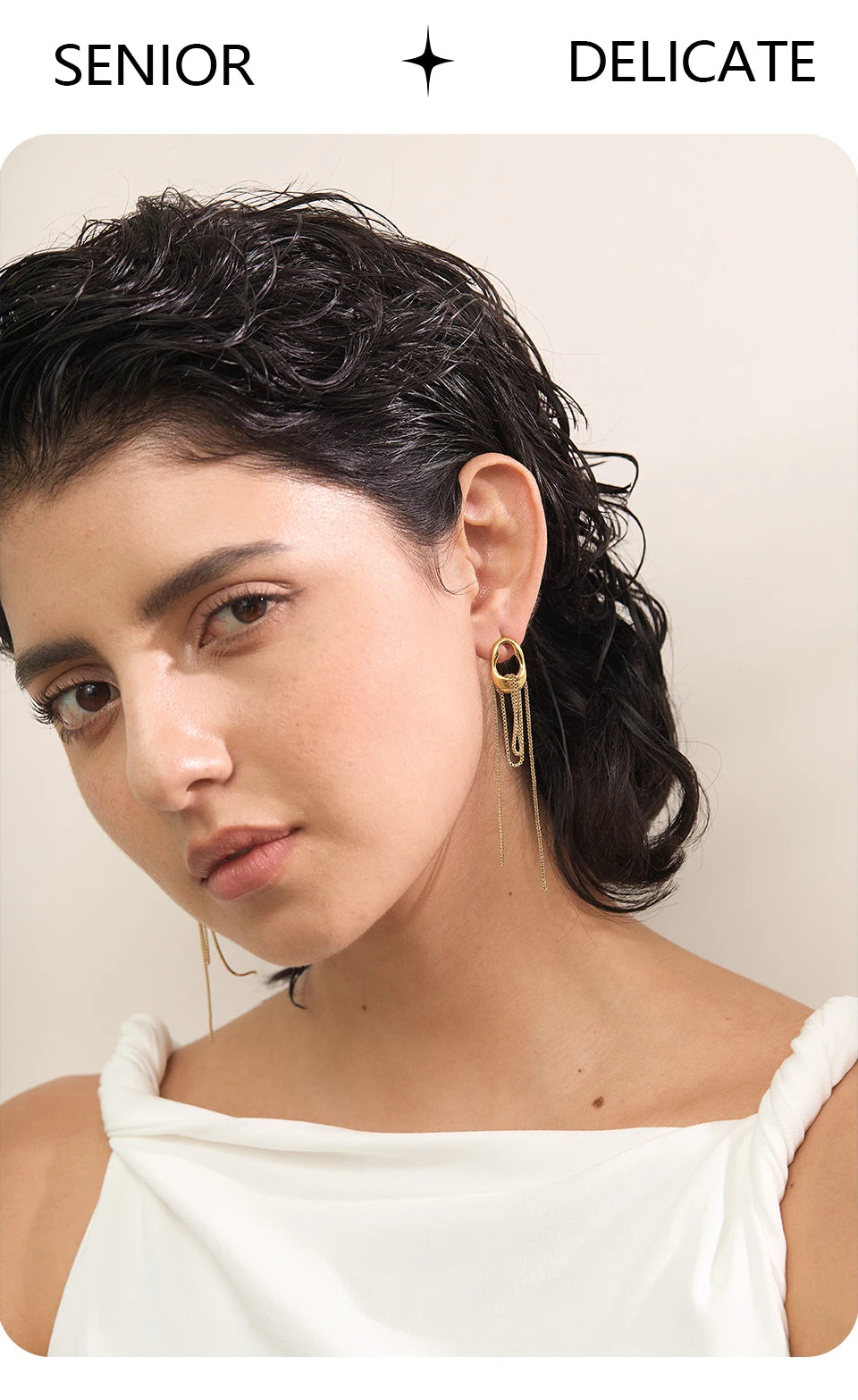 Brincos Geométricos de Aço inox Com Borla, Brinco de Aço Inox, Brincos Com Borla, Brinco Dourado, Brincos Geométricos de Aço inoxidável Com Borla, Loja Acessora