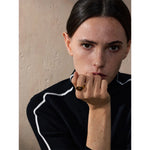 Yhpup 7 # Anel aberto de fundição de aço inoxidável, pedra de concha de tigre natural, fritilary, joias da moda para mulheres, novo