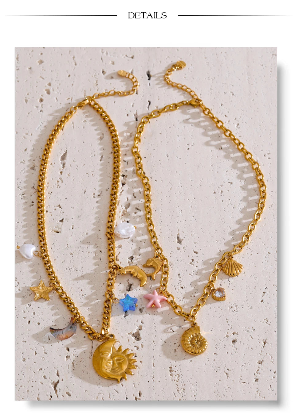 Yhpup na moda sol oceano charme pingente jóias artesanais ouro à prova dwaterproof água pvd banhado a aço inoxidável jóias de verão 2025 atacado