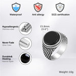 Anel Sinete Letapi com Pedra Semipreciosa e Aço Inoxidável