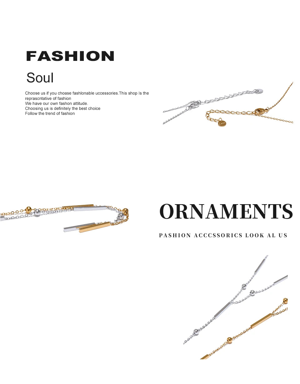 Colar Longo Fino em Aço Inoxidável, Colar Feminino, Colar Fino em Aço Inox, Colar de Aço Inoxidável