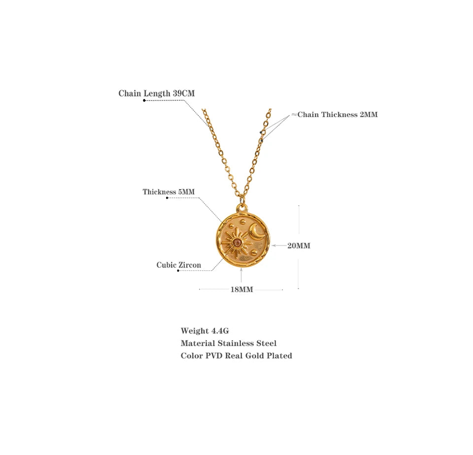 Colar Pingente Celestial Banhado a Ouro 18K, Colar Pingente banhado a ouro, Colar Feminino, Colar Dourado, Cordão Feminino, Cordão Pingente Banhado a Ouro, Loja Acessora