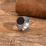 Anel Sinete Letapi com Pedra Semipreciosa e Aço Inoxidável