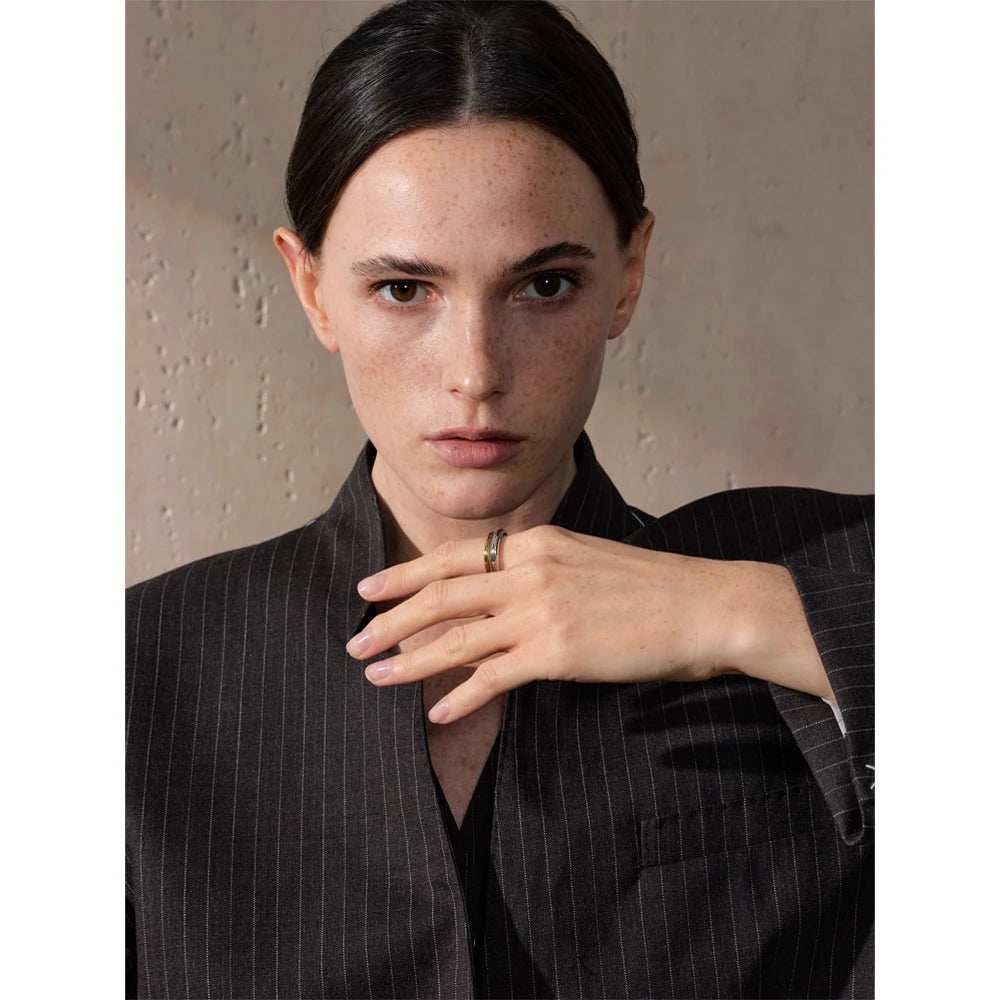 Anel Geométrico Bicolor de Aço inoxidável, Anel de Aço inox, Anel Feminino, Anel de Aço Inox, Anel Bicolor, Anel Duas Cores Aço Inoxidável, Loja Acessora