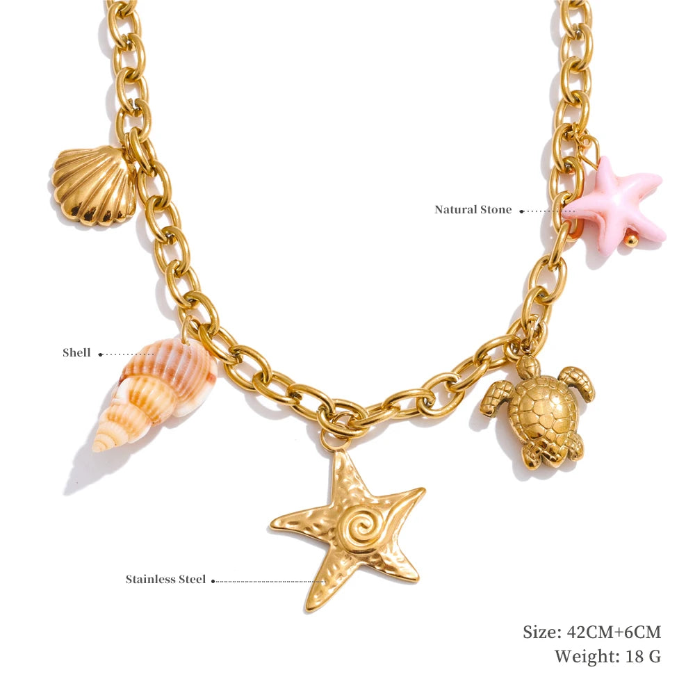 Yhpup na moda sol oceano charme pingente jóias artesanais ouro à prova dwaterproof água pvd banhado a aço inoxidável jóias de verão 2025 atacado