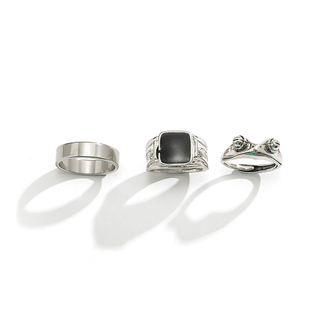 Anel de Aço Inoxidável, Anel de Aço Inox, Conjunto de Anéis Góticos de Aço Inoxidável, Anel Estilo Punk, Loja Acessora