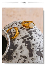 Yhpup 7 # Anel aberto de fundição de aço inoxidável, pedra de concha de tigre natural, fritilary, joias da moda para mulheres, novo