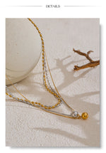 Yhpup popular aço inoxidável dupla camada corrente sobreposição colar gota contas chegadas diárias jóias resistente à água