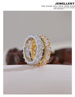 Yhpup anel brilhante de aço inoxidável, delicado, coração brilhante, zircônia cúbica, moda feminina, temperamento de alta qualidade, joias premium