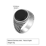 Anel Sinete Letapi com Pedra Semipreciosa e Aço Inoxidável