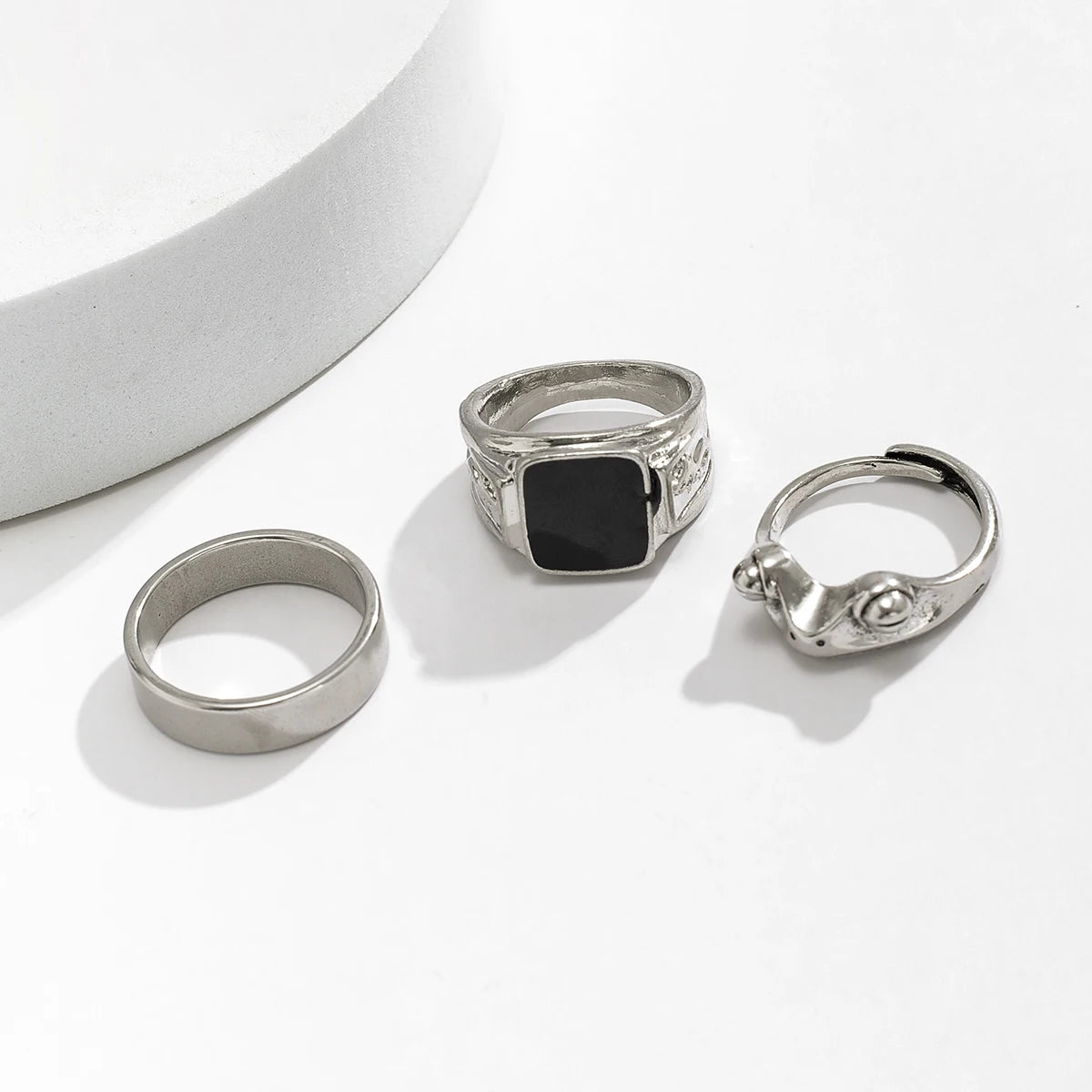 Anel de Aço Inoxidável, Anel de Aço Inox, Conjunto de Anéis Góticos de Aço Inoxidável, Anel Estilo Punk, Loja Acessora