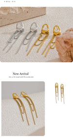 Brincos Geométricos de Aço inox Com Borla, Brinco de Aço Inox, Brincos Com Borla, Brinco Dourado, Brincos Geométricos de Aço inoxidável Com Borla, Loja Acessora