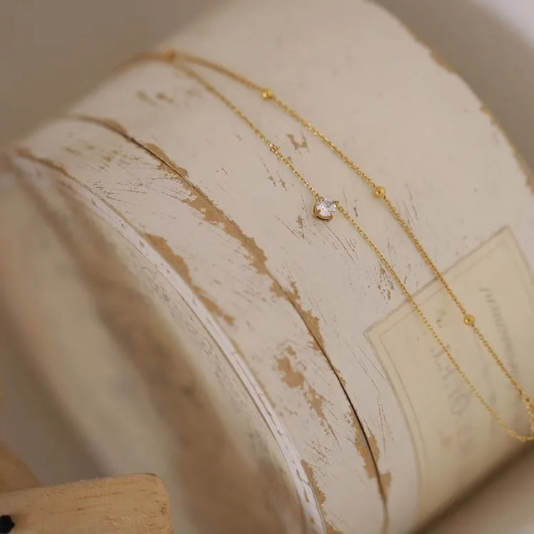 Gargantilha Dupla em Aço Inoxidável com Zircão, Colar Feminino, Colar Feminino de Aço Inox, Gargantilha de Aço Inox, Gargantilha Com Zircão, Loja Acessora