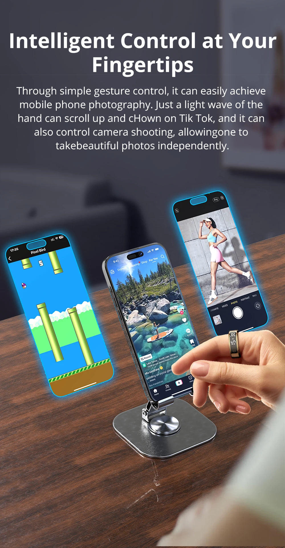 2025 COLMI R12 Smart Ring com tela sensível ao toque e toque, carregamento sem fio, gerenciador de saúde, 5 ATM à prova d'água para homens e mulheres