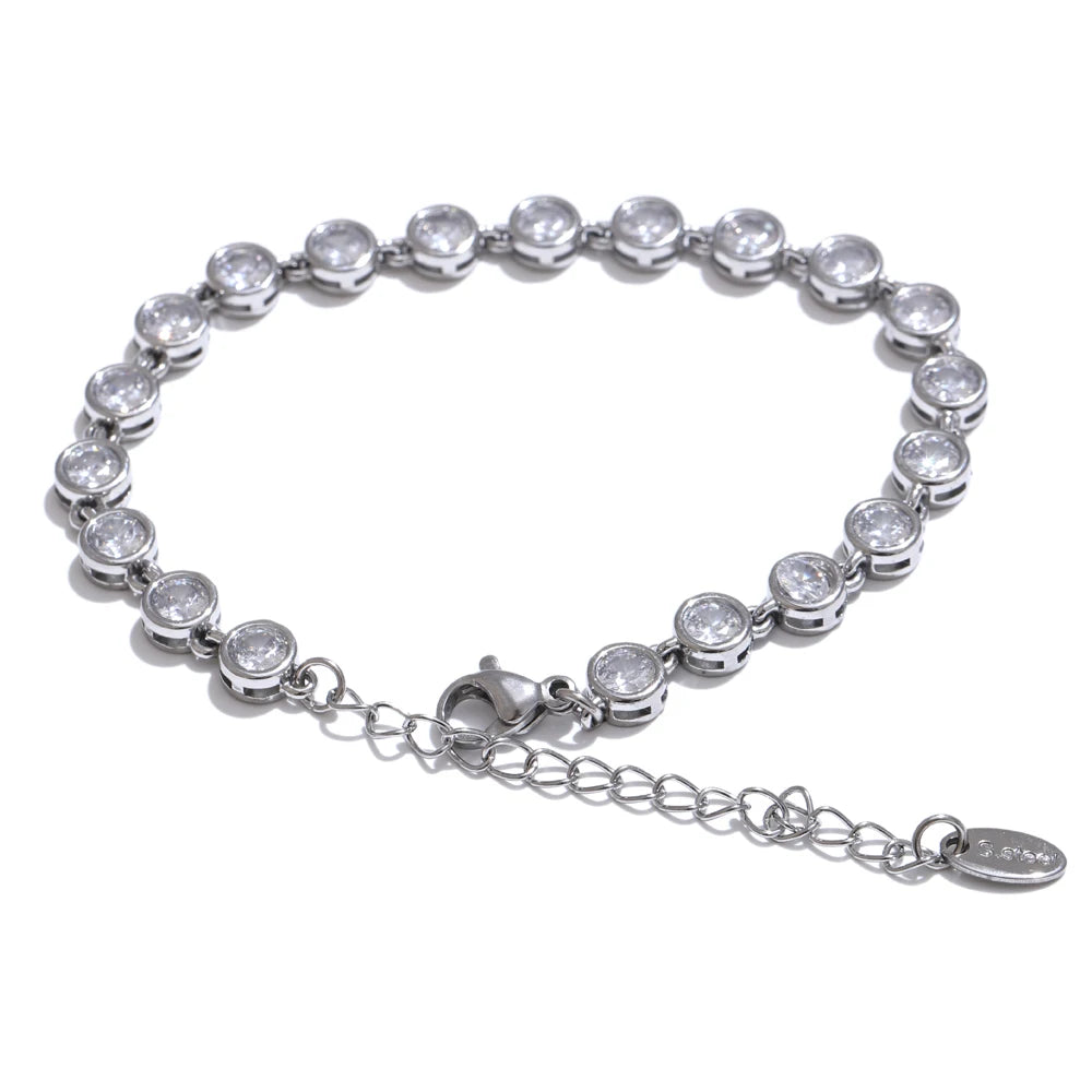 Colar e Pulseira de Zircônia Cúbica, Colar de Zircônia, Pulseira de Zircônia, Colar Feminino, Pulseira Feminina, Colar e pulseira Feminina, Loja Acessora