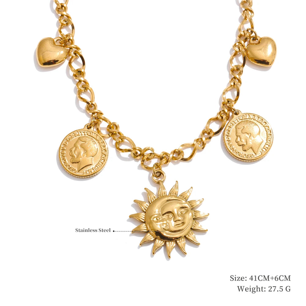 Yhpup na moda sol oceano charme pingente jóias artesanais ouro à prova dwaterproof água pvd banhado a aço inoxidável jóias de verão 2025 atacado