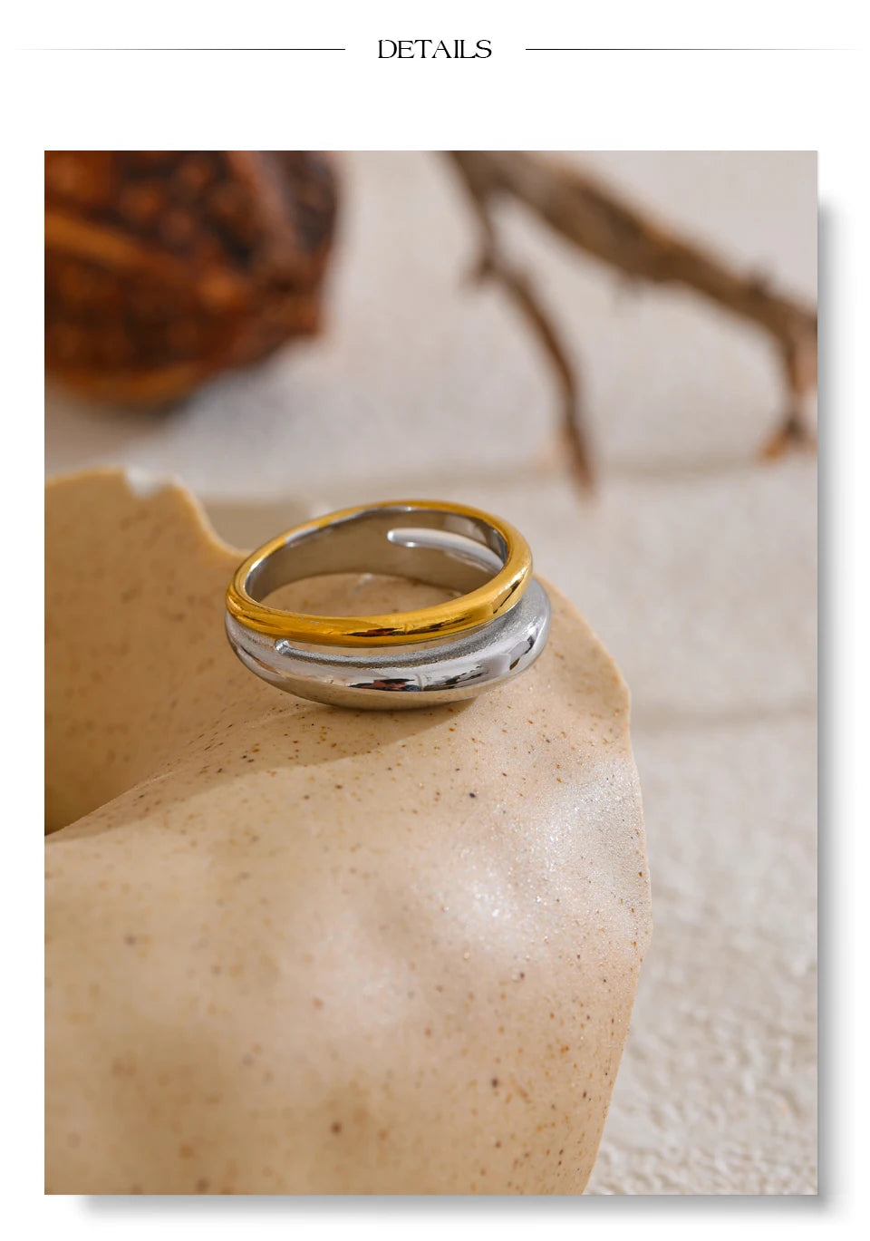 Anel Geométrico Bicolor de Aço inoxidável, Anel de Aço inox, Anel Feminino, Anel de Aço Inox, Anel Bicolor, Anel Duas Cores Aço Inoxidável, Loja Acessora