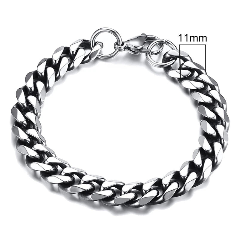 Pulseira Chunky Miami Curb VNOX - Estilo Punk em Aço Inoxidável