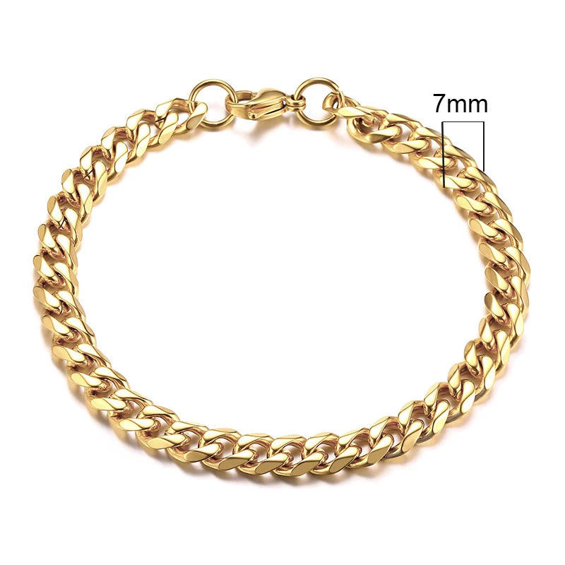 Pulseira Chunky Miami Curb VNOX - Estilo Punk em Aço Inoxidável