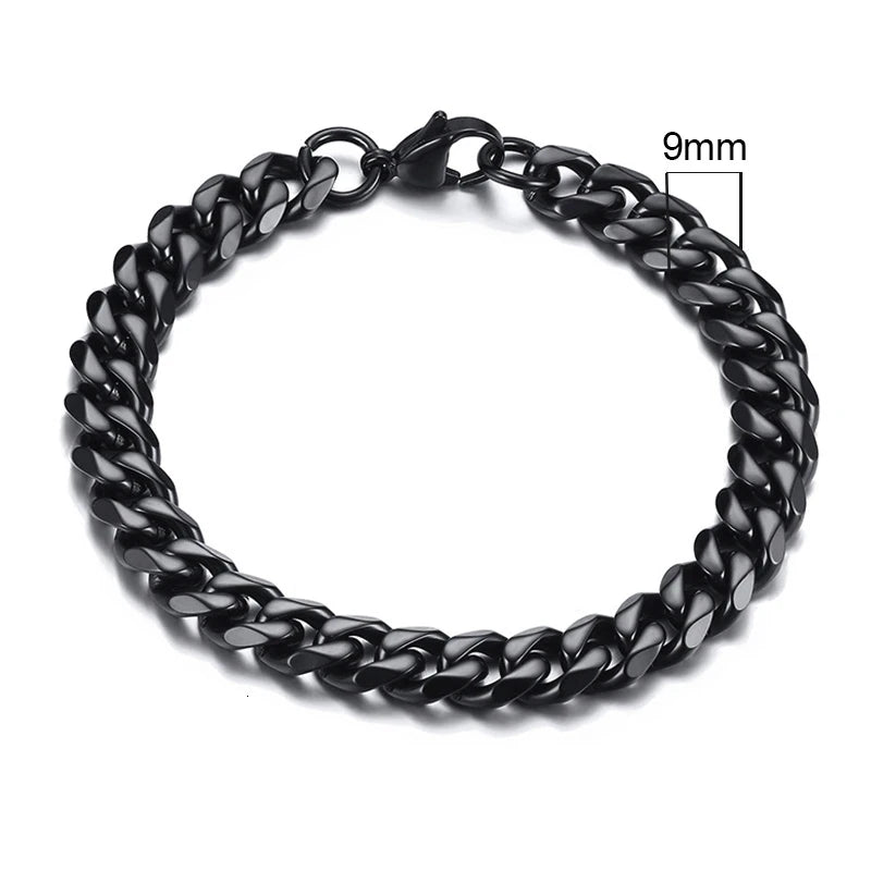 Pulseira Chunky Miami Curb VNOX - Estilo Punk em Aço Inoxidável