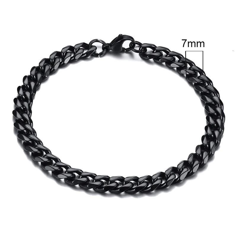 Pulseira Chunky Miami Curb VNOX - Estilo Punk em Aço Inoxidável