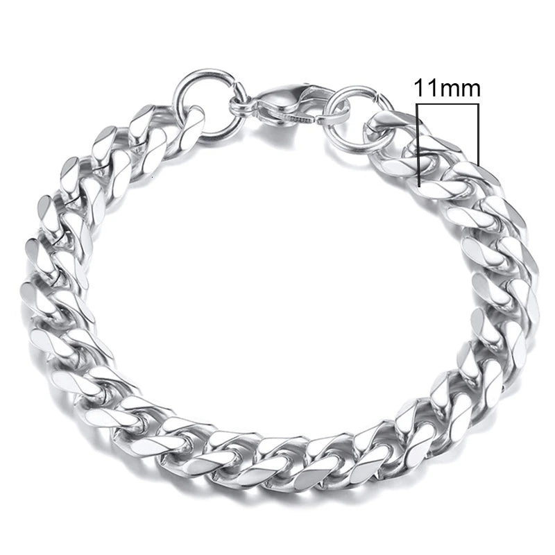 Pulseira Chunky Miami Curb VNOX - Estilo Punk em Aço Inoxidável