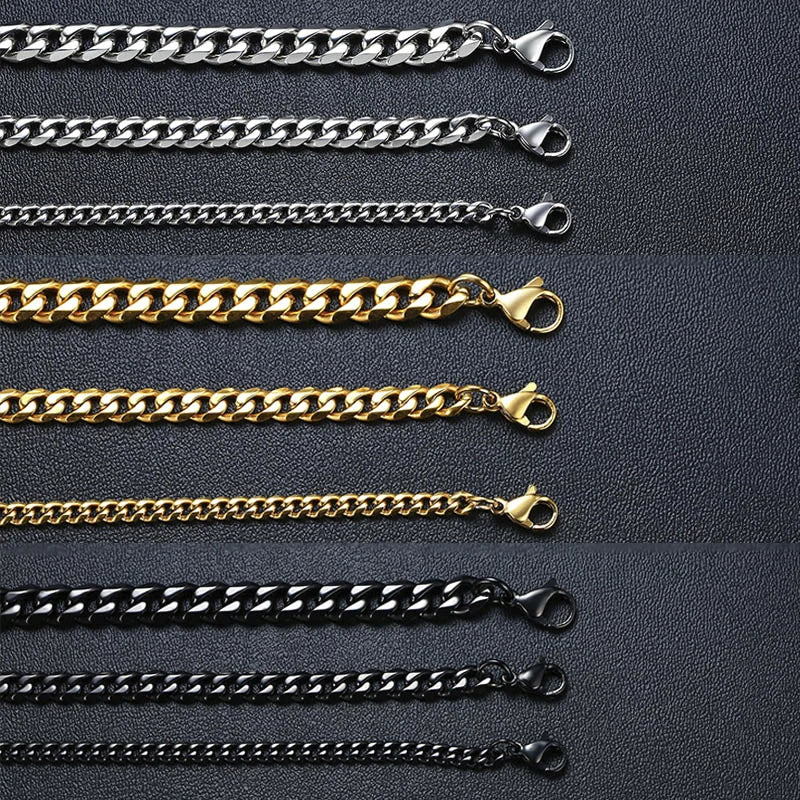 Pulseira Chunky Miami Curb VNOX - Estilo Punk em Aço Inoxidável