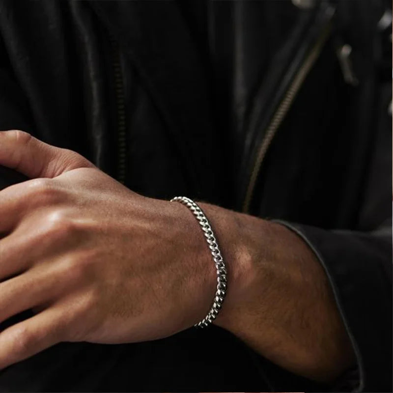 Pulseira Chunky Miami Curb VNOX - Estilo Punk em Aço Inoxidável
