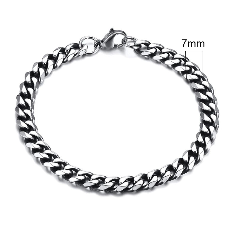 Pulseira Chunky Miami Curb VNOX - Estilo Punk em Aço Inoxidável