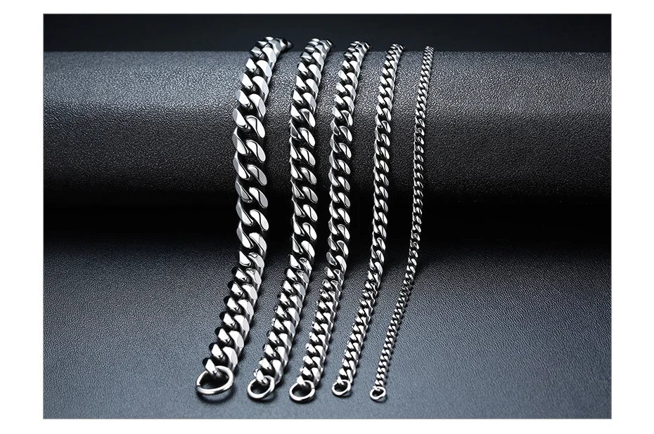 Pulseira Chunky Miami Curb VNOX - Estilo Punk em Aço Inoxidável