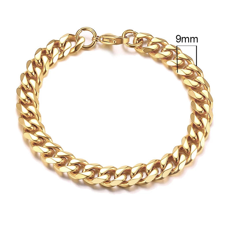Pulseira Chunky Miami Curb VNOX - Estilo Punk em Aço Inoxidável