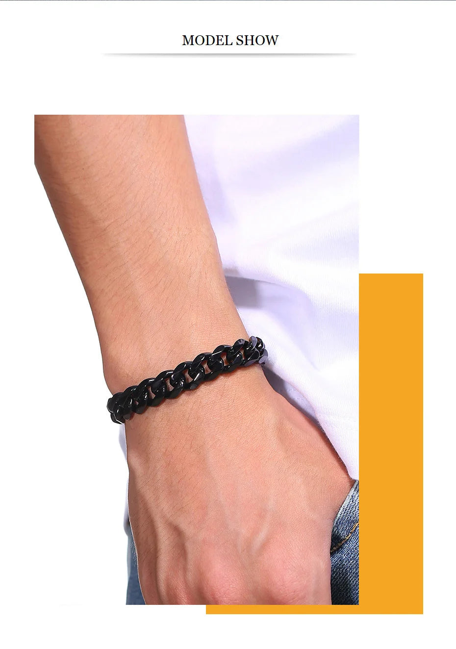 Pulseira Chunky Miami Curb VNOX - Estilo Punk em Aço Inoxidável