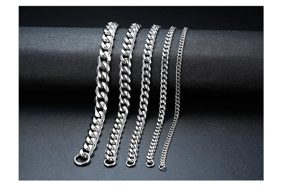 Pulseira Chunky Miami Curb VNOX - Estilo Punk em Aço Inoxidável