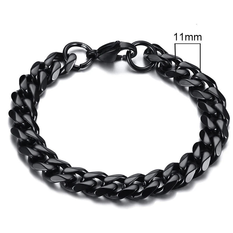 Pulseira Chunky Miami Curb VNOX - Estilo Punk em Aço Inoxidável