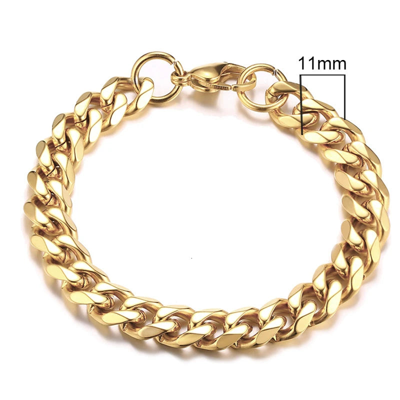 Pulseira Chunky Miami Curb VNOX - Estilo Punk em Aço Inoxidável