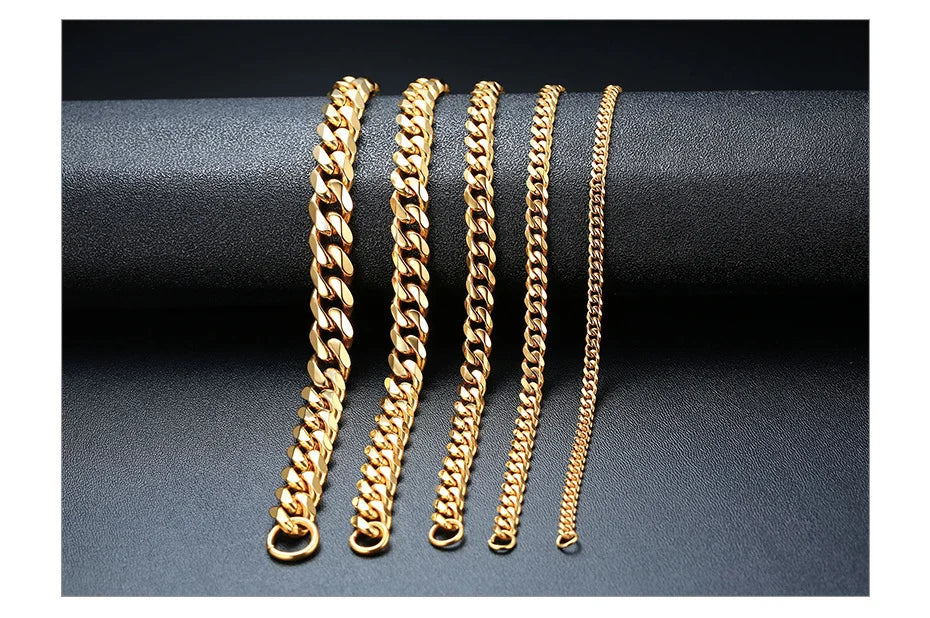 Pulseira Chunky Miami Curb VNOX - Estilo Punk em Aço Inoxidável