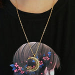 Colar Dourado Lua e Estrela com Pingente Solar, Colar Feminino, Colar Dourado Feminino, Colar de Lua e Estrela, Colar com Pingente, Loja Acessora