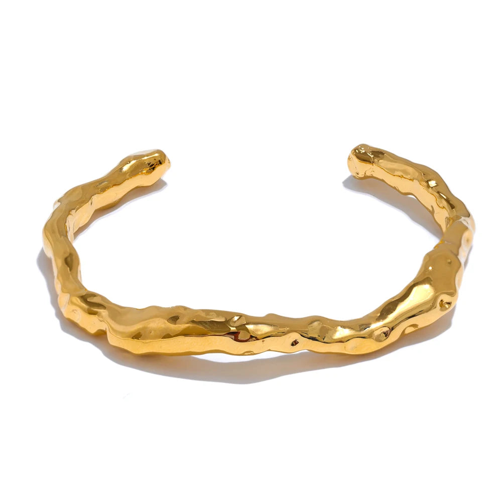 Yhpup 64mm minimalista aço inoxidável metal martelo manguito pulseira de pulso pulseira alta qualidade à prova ferrugem personalizado jóias presente