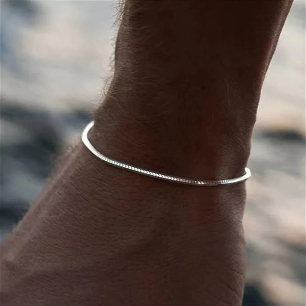 Pulseira Fina Unissex Aço Inoxidável, Pulseira Prata, Pulseira fina, Pulseira Aço Inox, Pulseira Unissex, Loja Acessora 