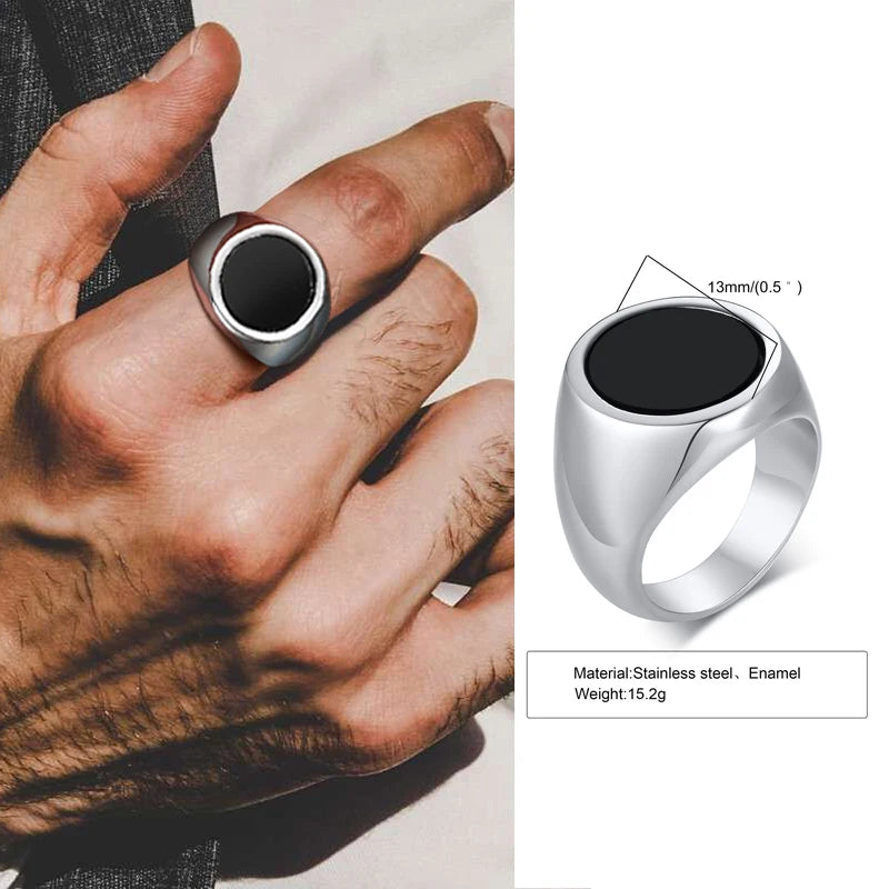Anéis étnicos vintage para homens, Nó Viking Retro, Faixa de Dedo, Pedra Quadrada Geométrica Preta, Anel de Sinete, Jóias Punk