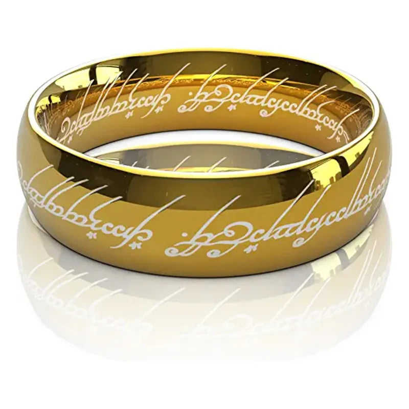 6mm de aço inoxidável gravura a laser casais requintados anéis de casamento, homens e mulheres moda filme jóias presentes atacado