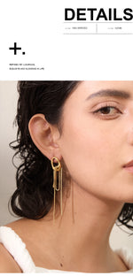 Brincos Geométricos de Aço inox Com Borla, Brinco de Aço Inox, Brincos Com Borla, Brinco Dourado, Brincos Geométricos de Aço inoxidável Com Borla, Loja Acessora 