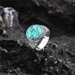 Anel Sinete Letapi com Pedra Semipreciosa e Aço Inoxidável